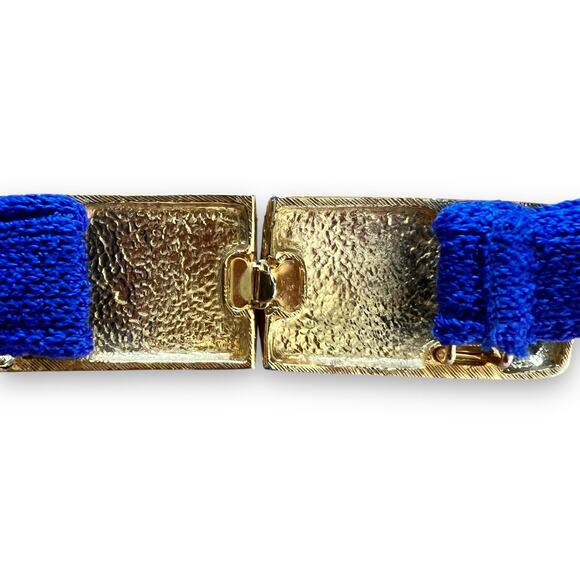 Vintage St. John Marie Gray Santana Knit Midi Dress Blue Belted 8 - Picture 10 of 14